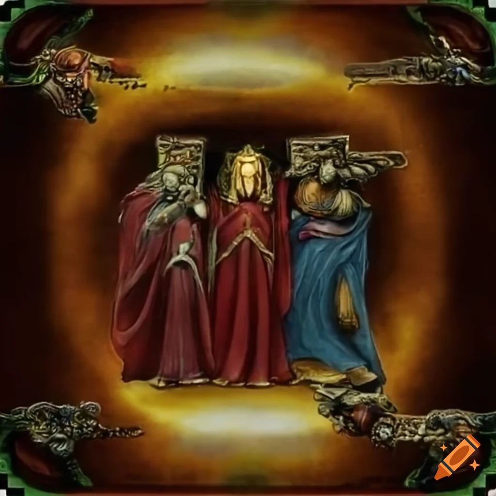 cartoon depicting the warpstorm of Eight of Cups and The High Priest