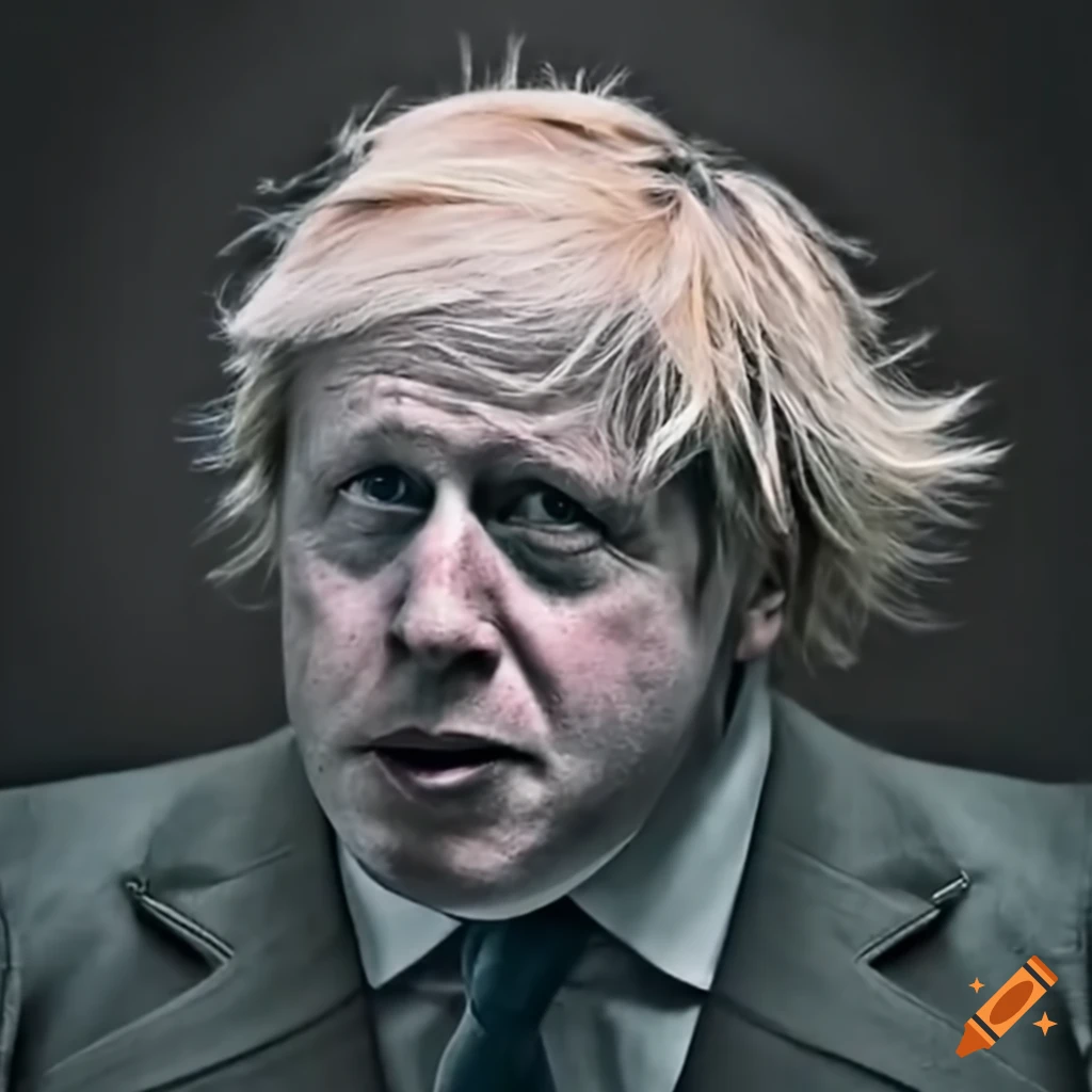 Satirical Image Of Emo Boris Johnson Riding A Table Like A Horse On Craiyon