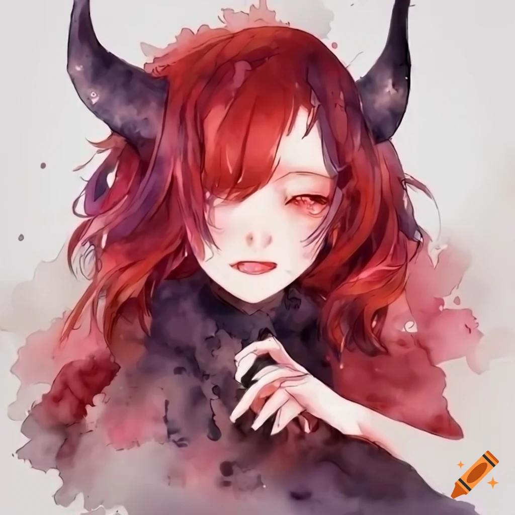 Red Haired Anime Girl With A Large Horn Crying 7196
