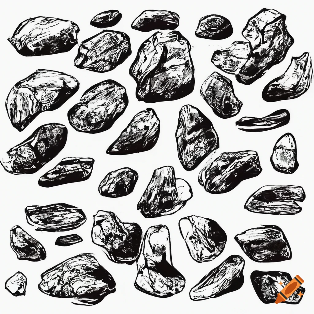 rocks black and white clipart