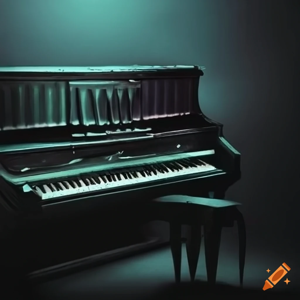 dark themed piano