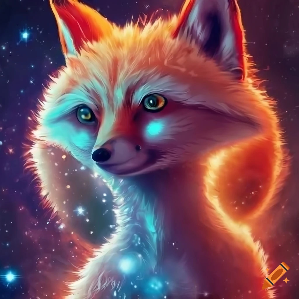 digital art of a fox in space