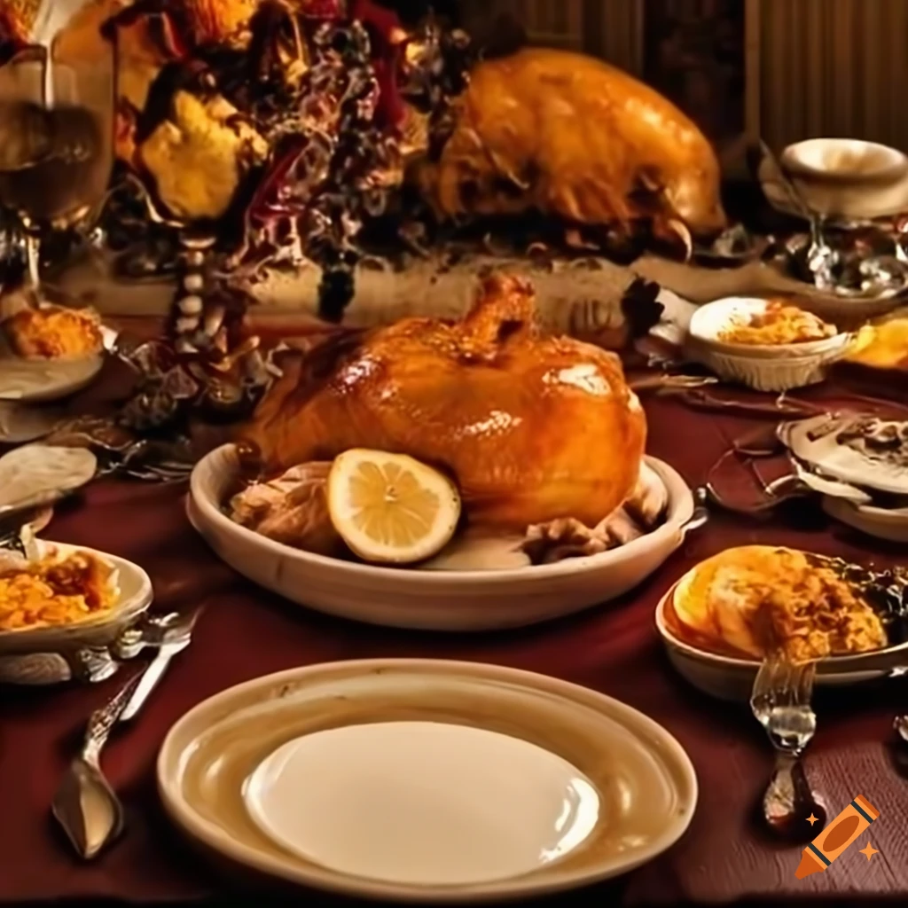 Detailed thanksgiving dinner in aspic