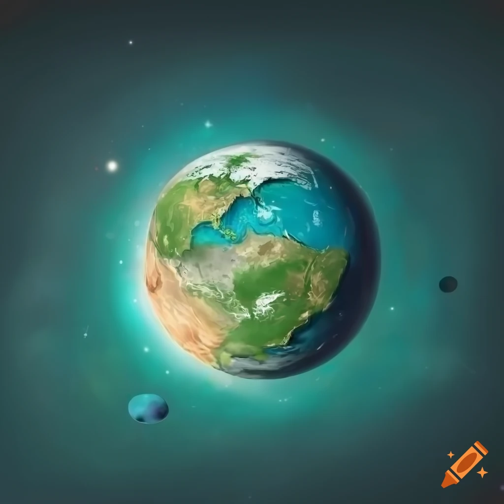 Board Game Card With A Teal And Green Planet On Space Background On Craiyon