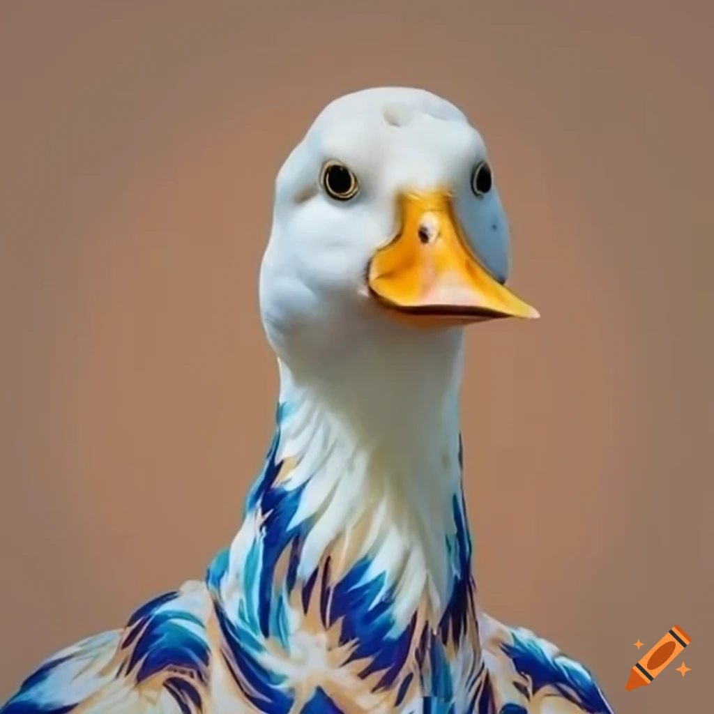 white duck in a Hawaiian shirt