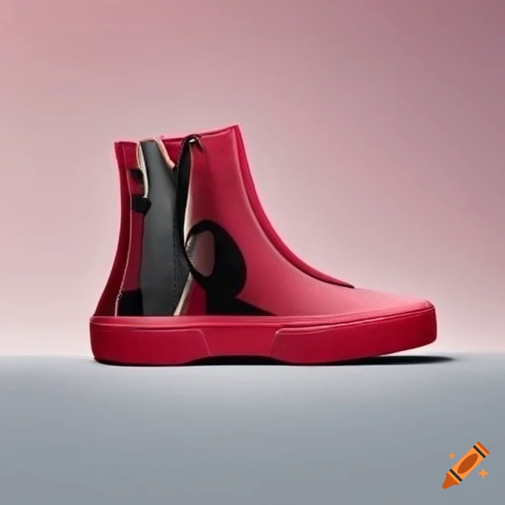 Futuristic high-top sneaker with abstract design