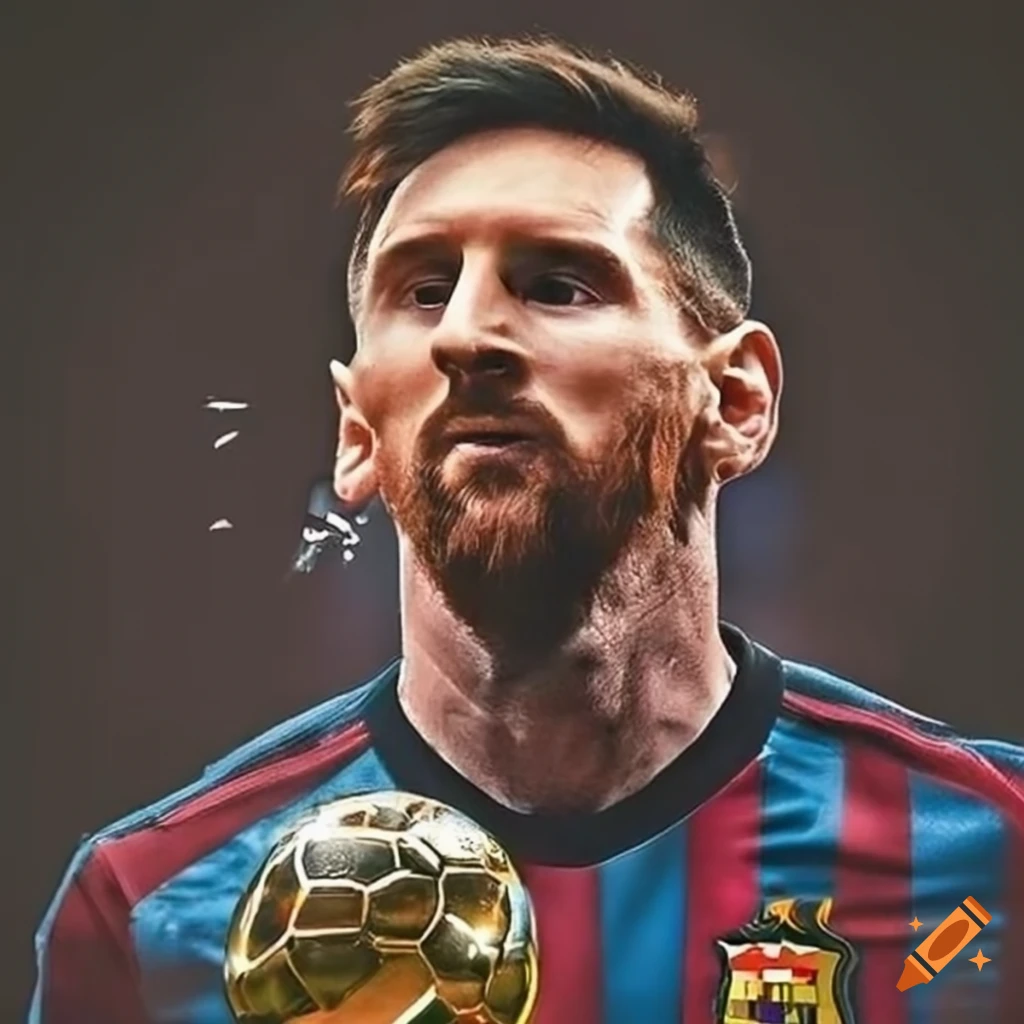 Wallpaper of lionel messi with world cup and ballon d'or on Craiyon