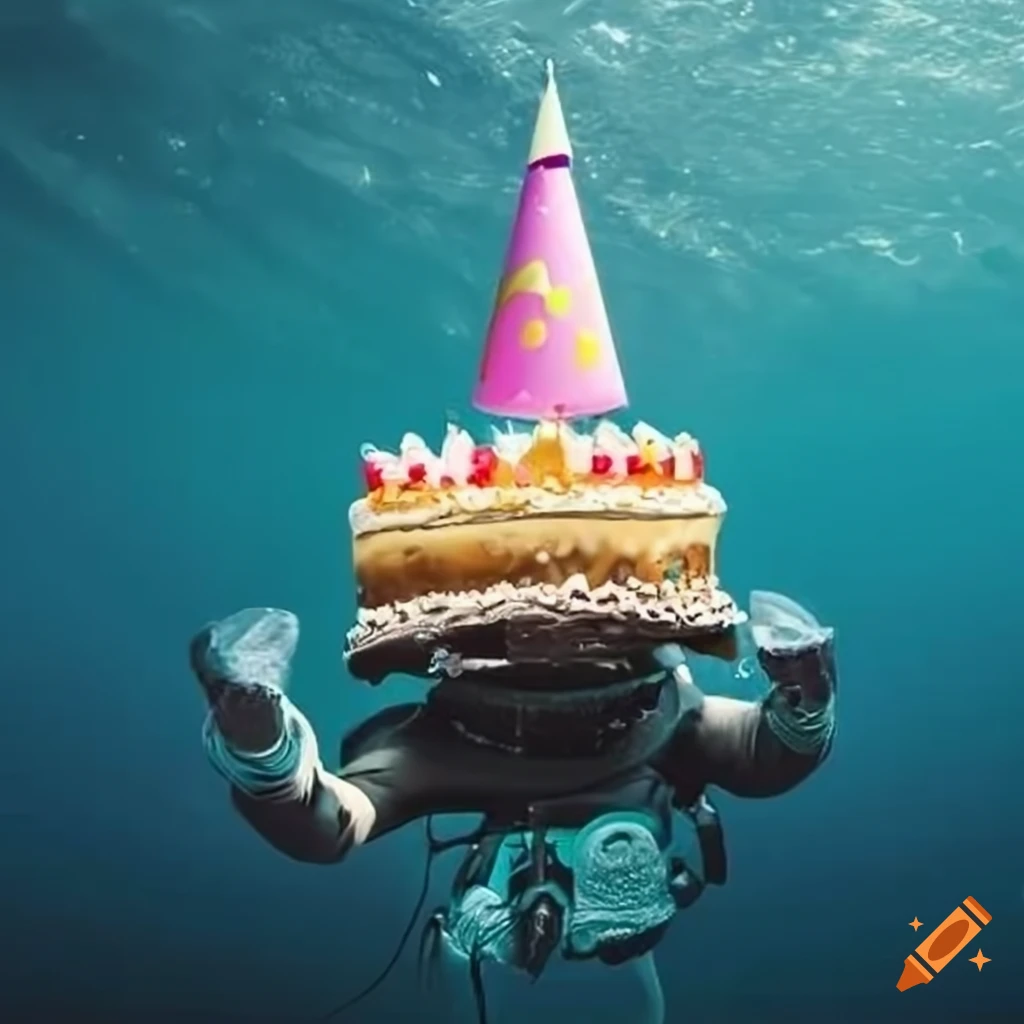 Underwater Scene With A Diver Holding A Birthday Cake On Craiyon underwater-scene-with-a-diver-holding-a-birthday-cake-on-craiyon