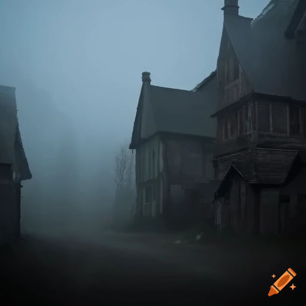 mysterious village covered in mist