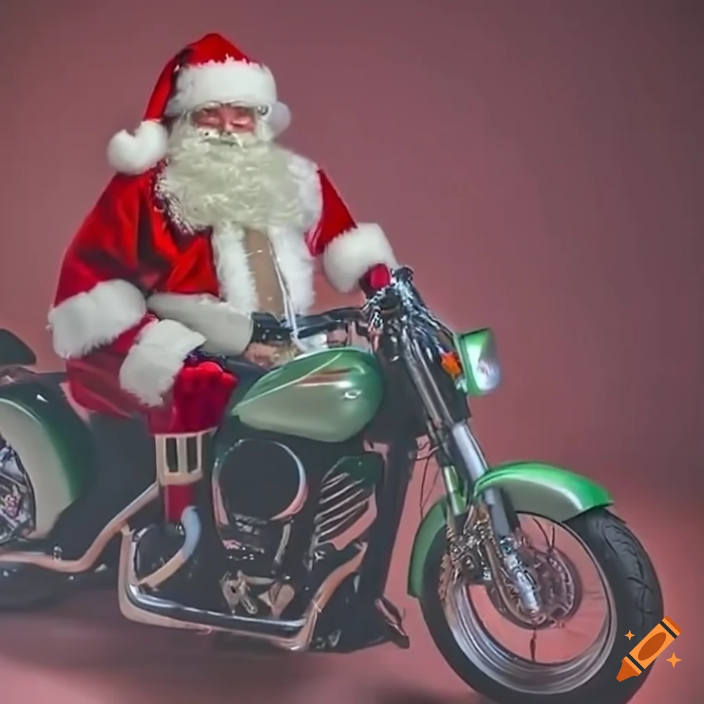 Santa riding a motorcycle on Craiyon