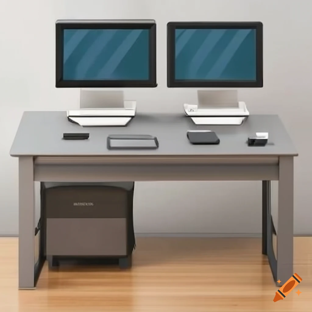Pixel art of an office cubicle desk with computer on Craiyon