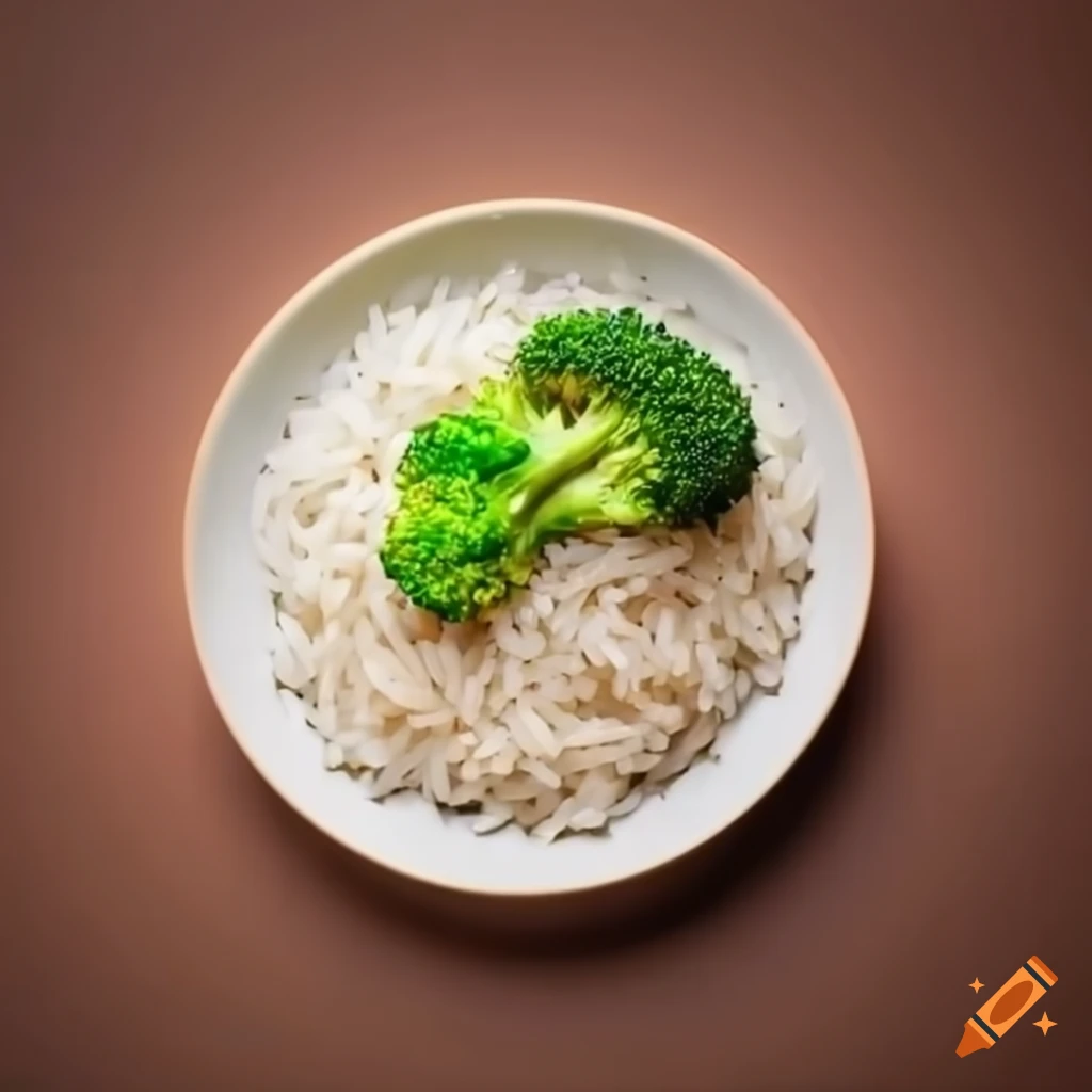 rice with broccoli on a wooden desk