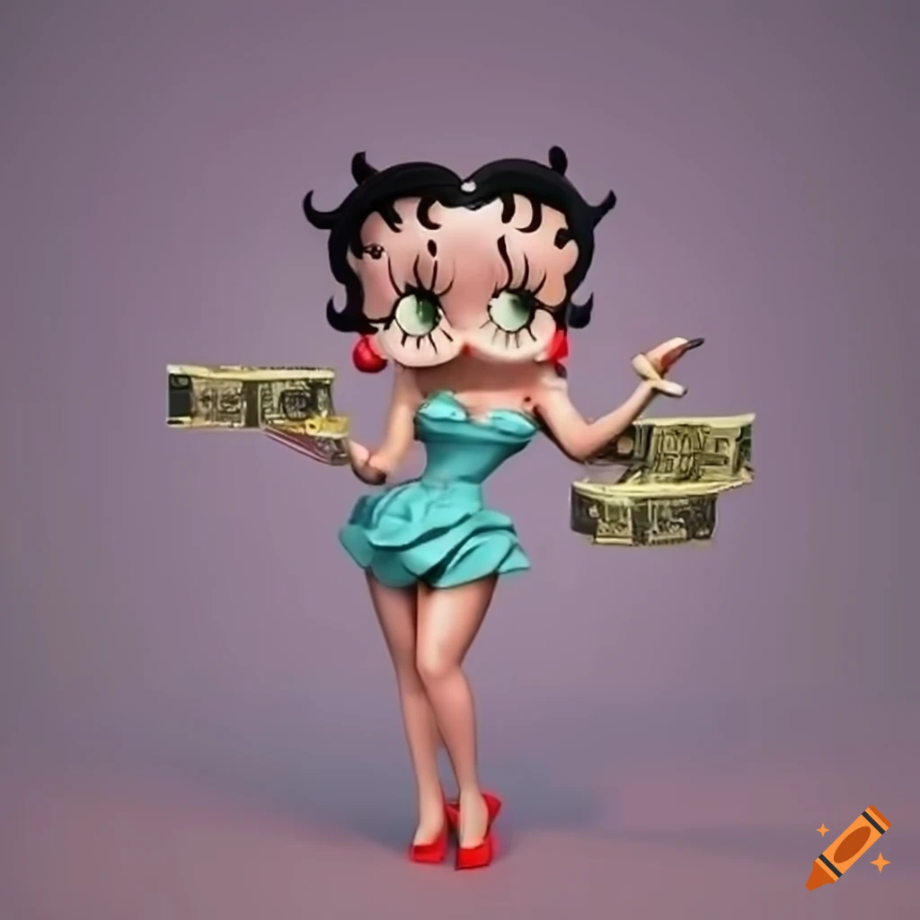 3d rendering of betty boop with money on Craiyon