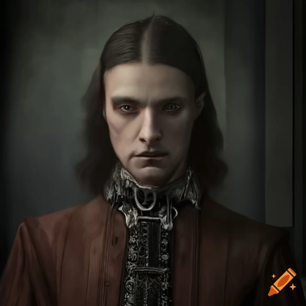 Hyper realistic portrait of a gothic noble man
