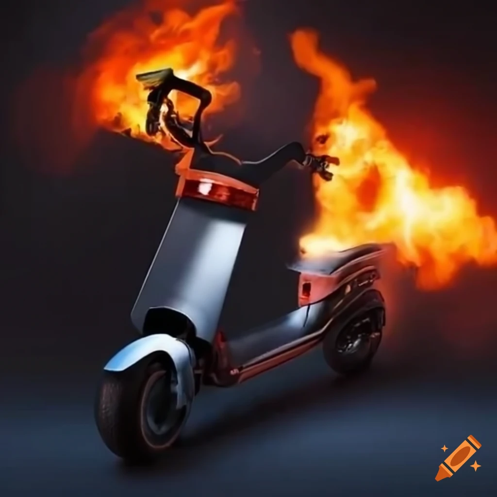 image of an electric scooter with flames and a powerful motor