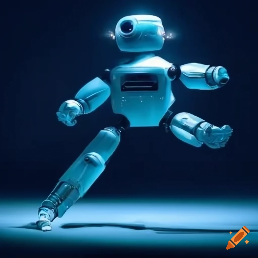 Robot dancing in a futuristic space