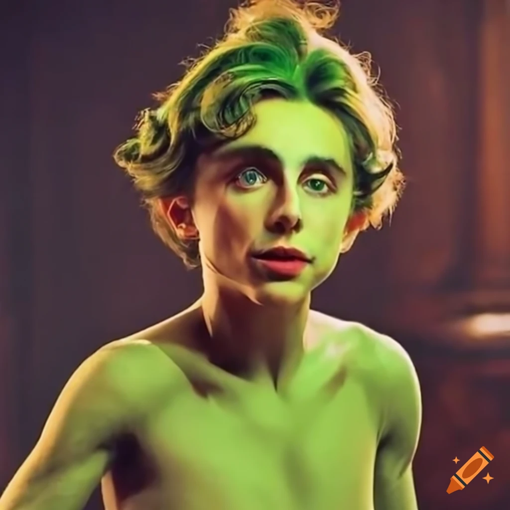 Timothee Chalamet in a funny Grinch costume