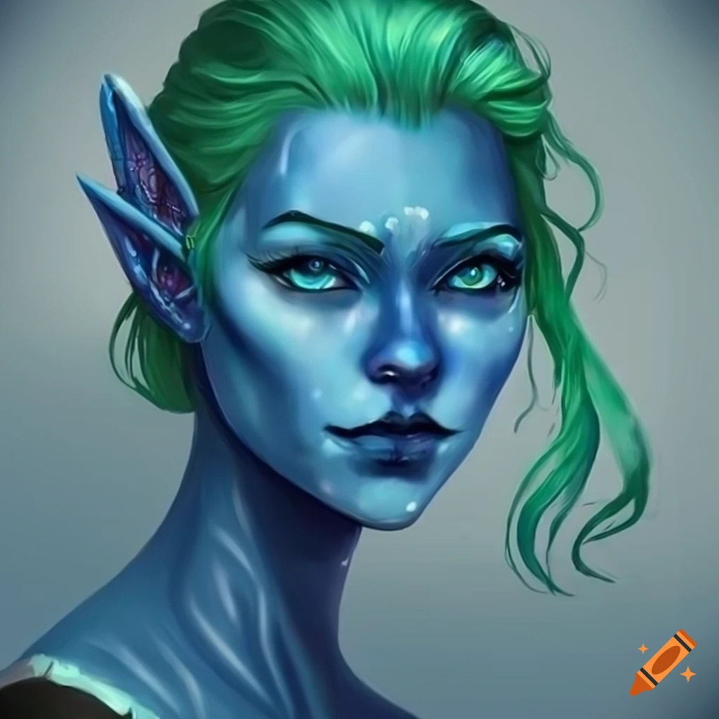Character Illustration Of A Water Genasi Woman On Craiyon