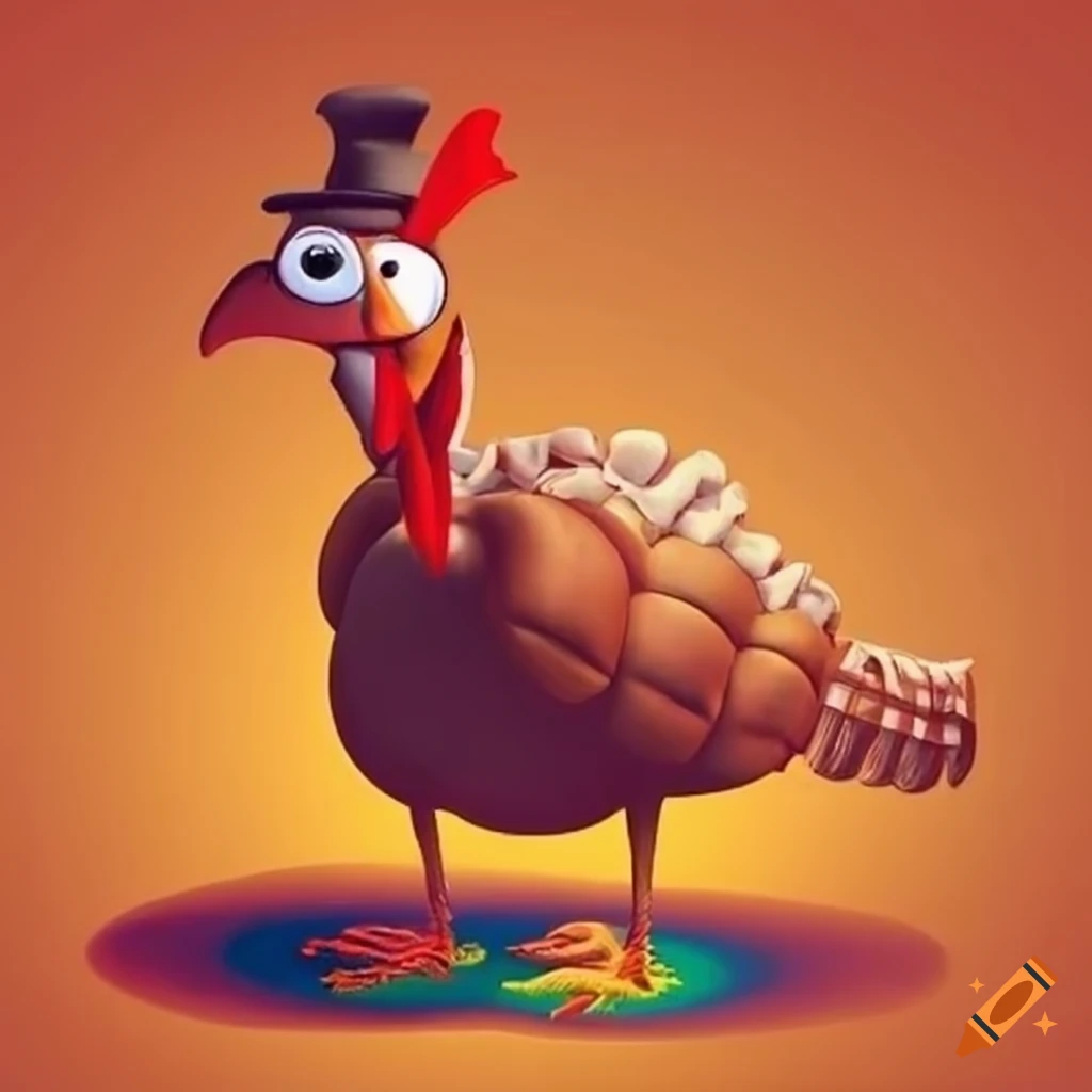Vibrant Cartoon Turkey With Stylized happy Thanksgiving On Craiyon