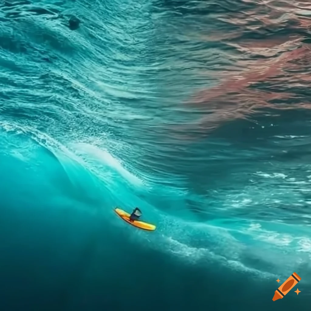 kayaking on a red wave in nature