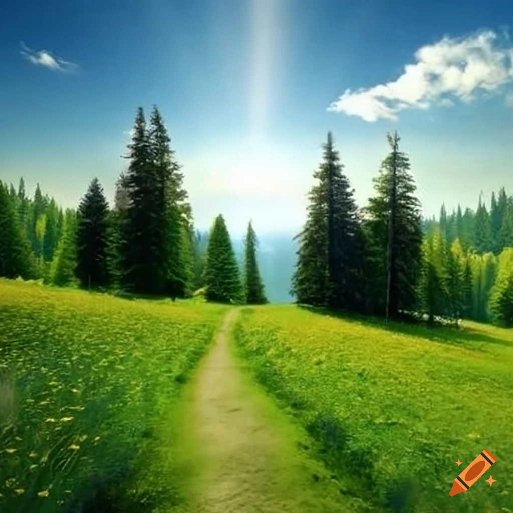 beautiful meadow surrounded by mountains