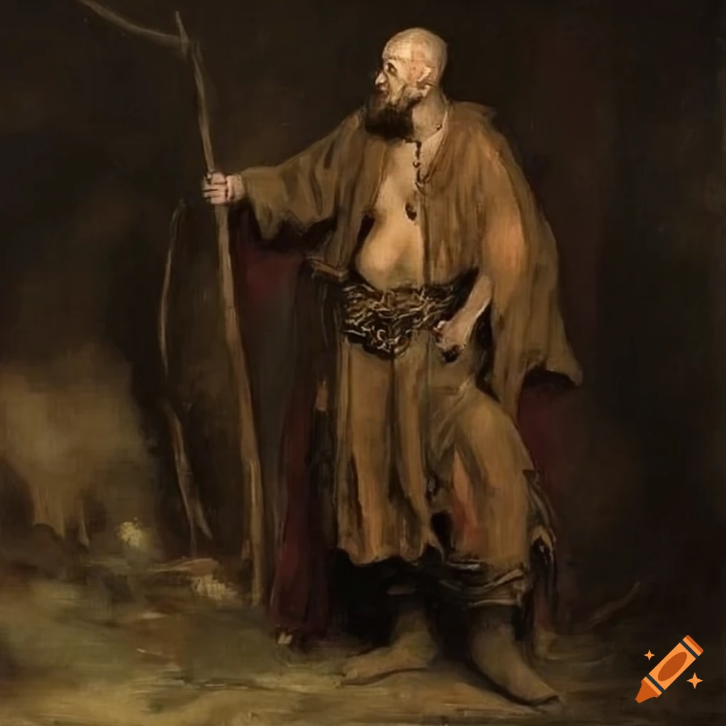painting of a Viking warrior in tattered clothing