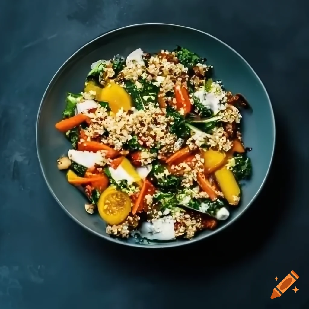 colorful and delicious quinoa salad with mixed vegetables