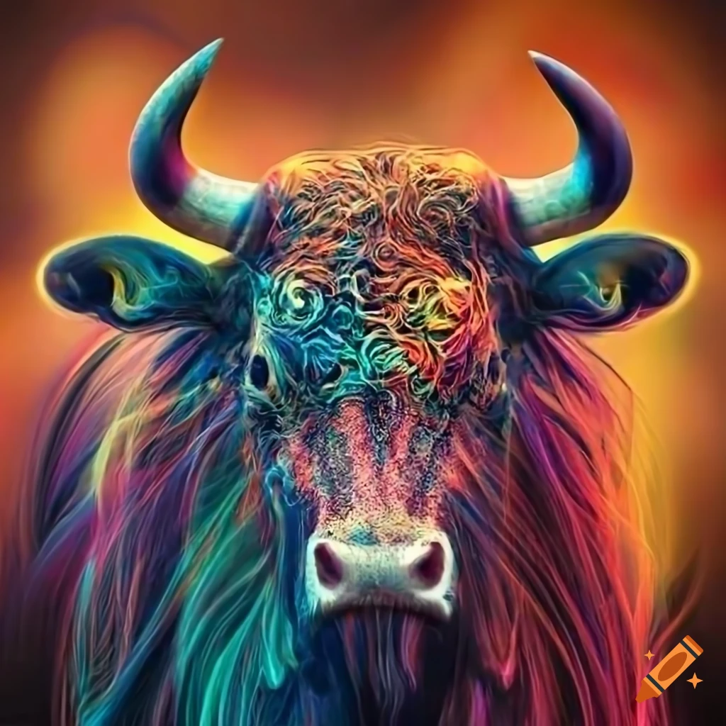 abstract art of a bull with flowing hair