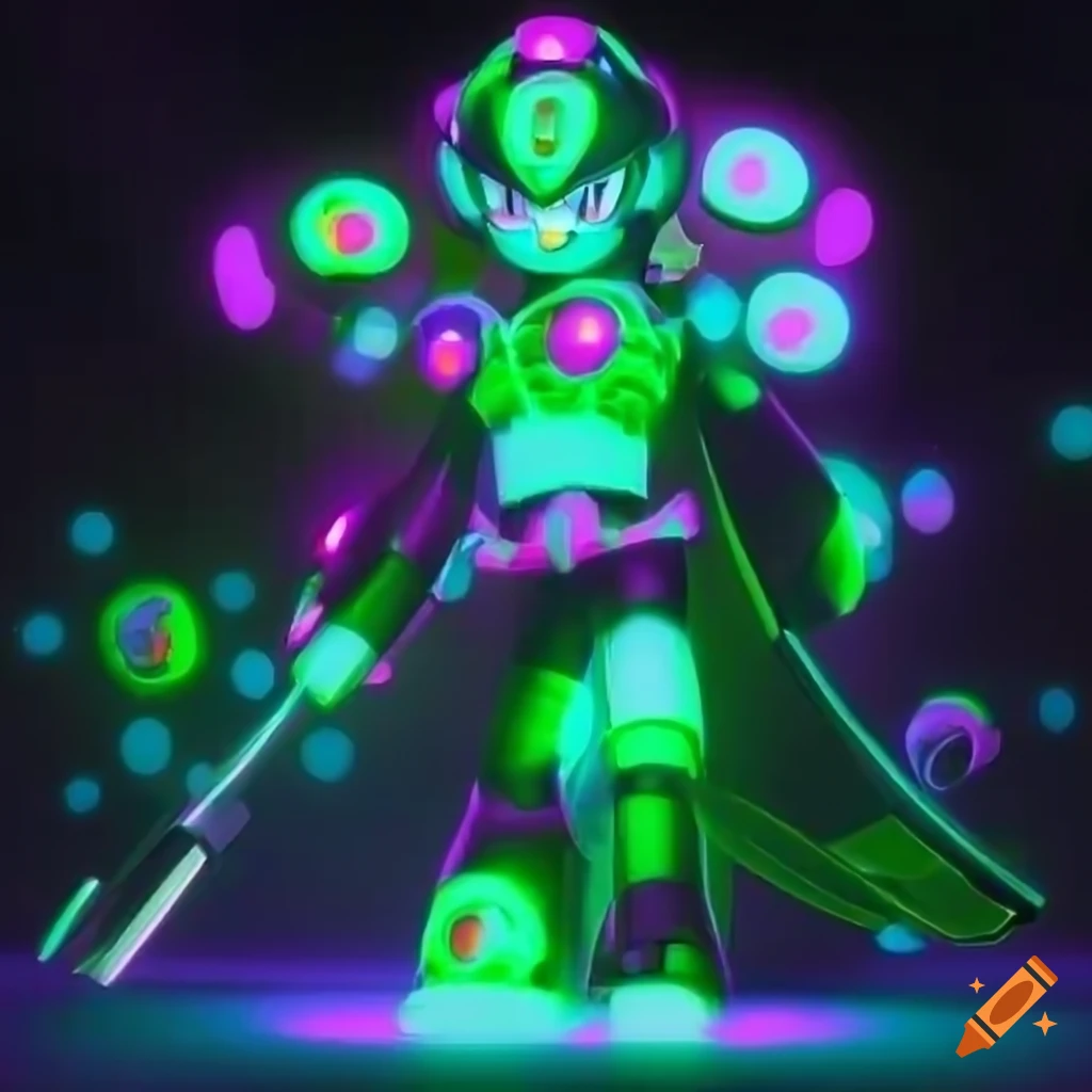 neon-purple-and-green-3d-render-of-a-mushroom-themed-megaman-villain-on