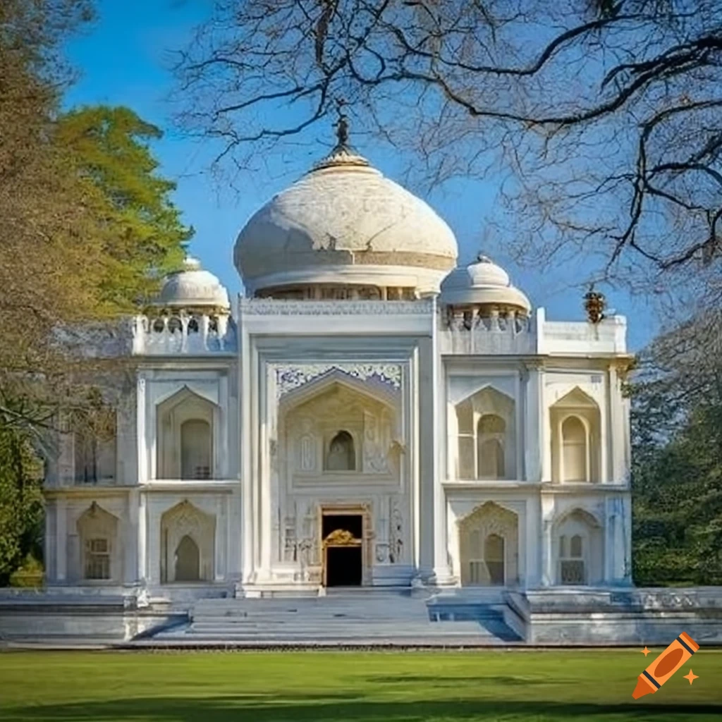full frontal elevation of a Mughal architectural building