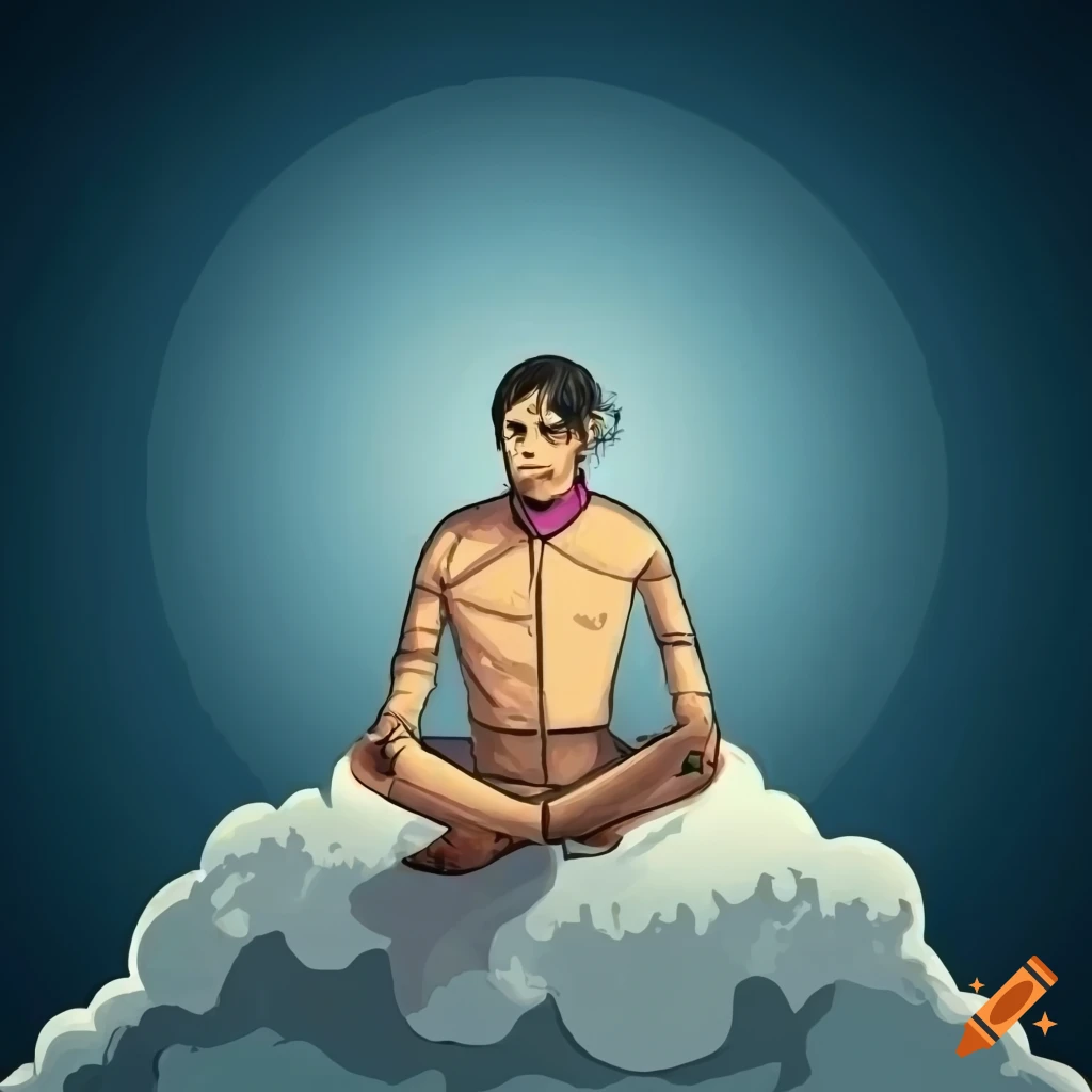 portrait of a young man in historical attire on a cloud