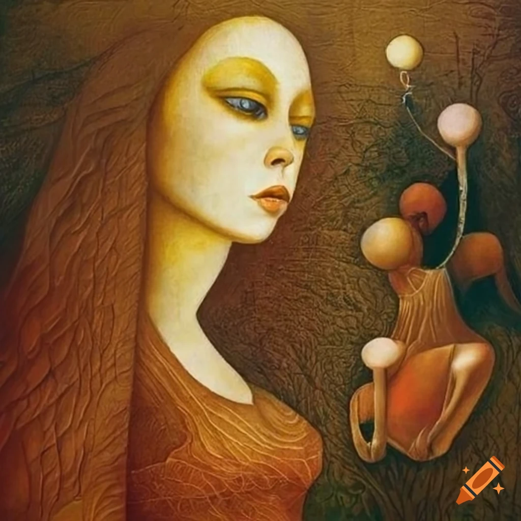 surrealist painting of women and tree