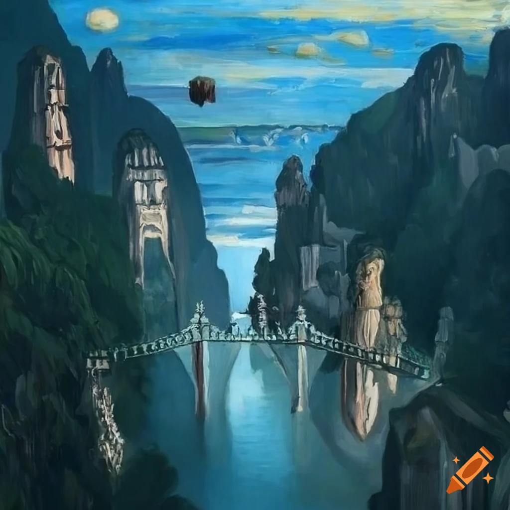artistic depiction of a glass bridge over Tianzi Mountains