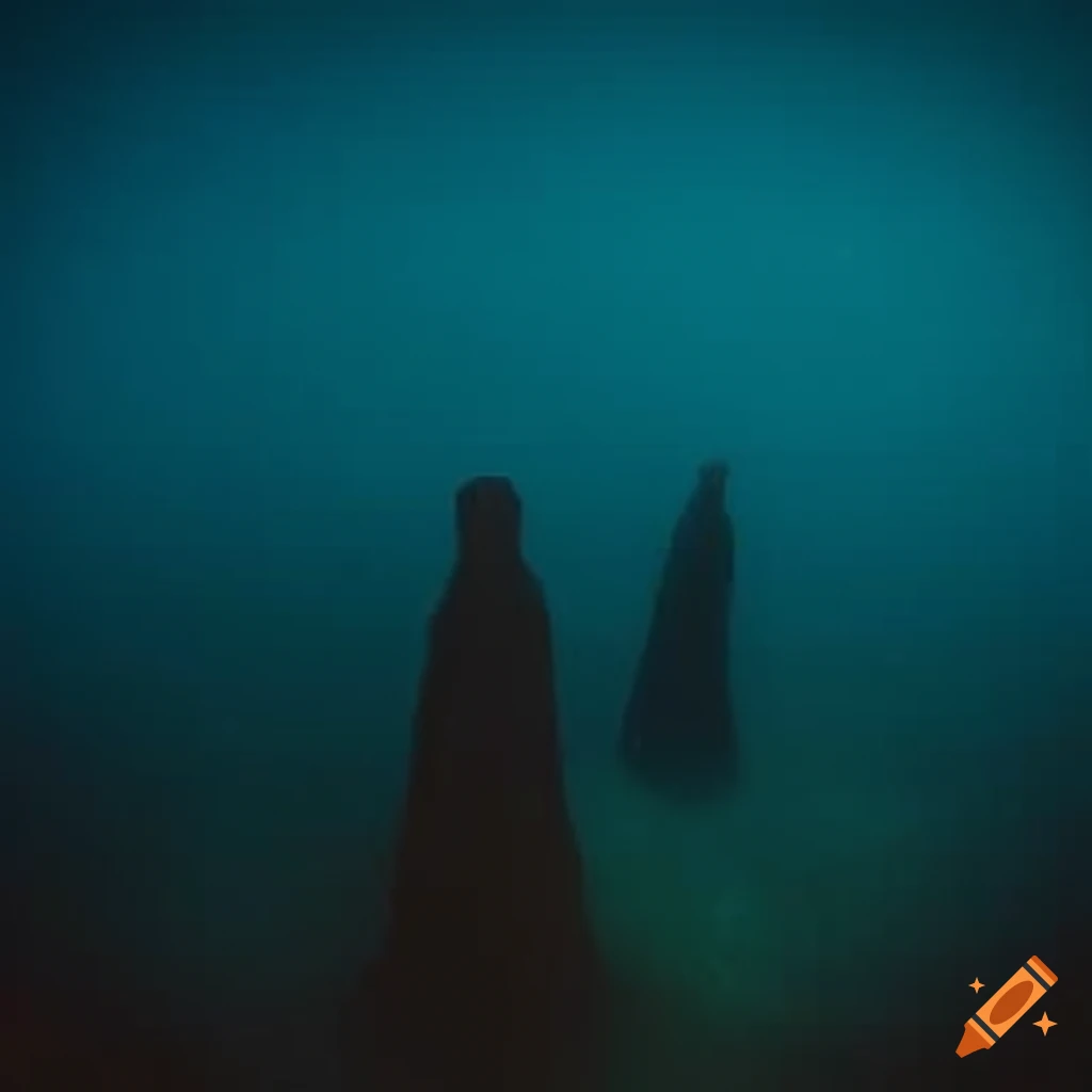 image of black ghosts near a shipwreck