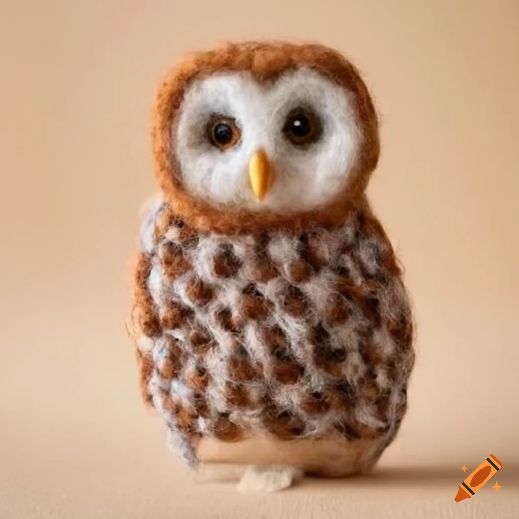 Felted wool owl sculpture