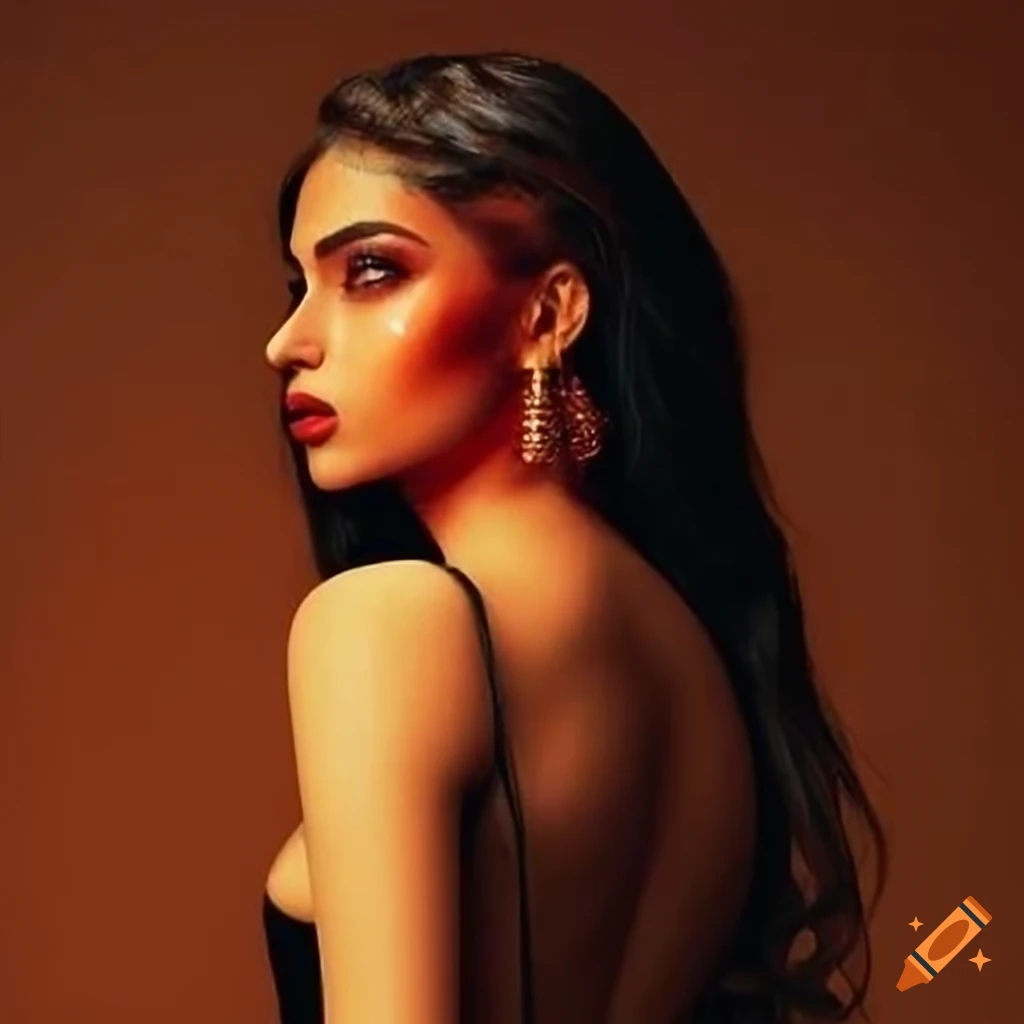 image of a girl with fiery orange eyes and a fiery dress