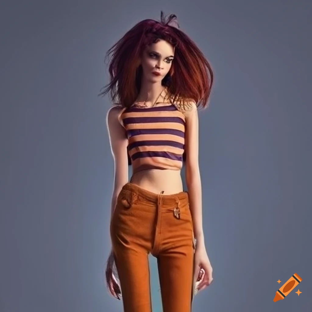Striped skinny jeans and crop top outfit on Craiyon