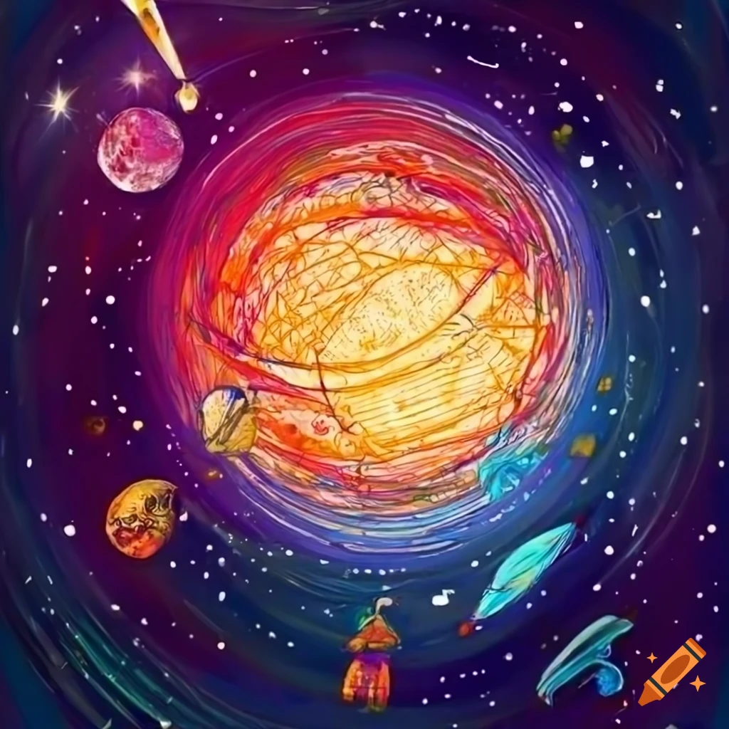 doodle illustration of a world in space