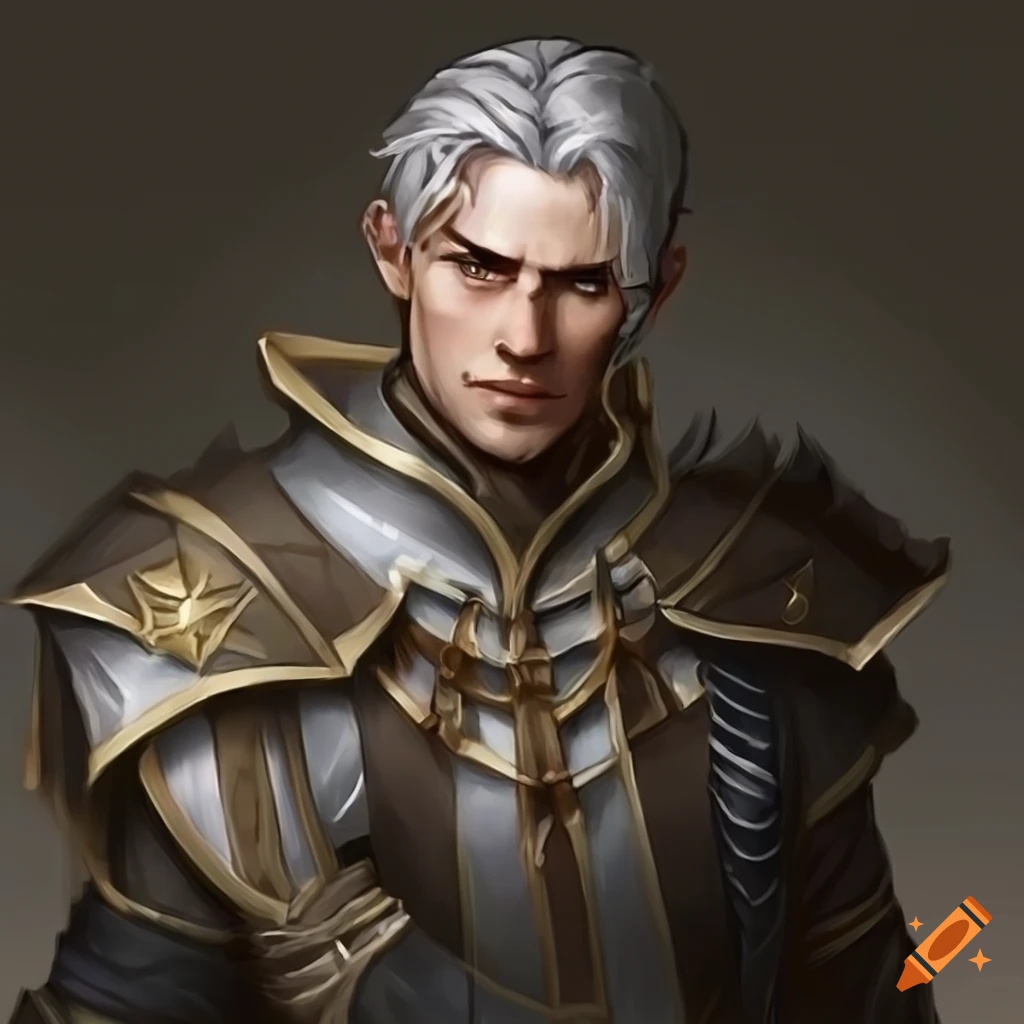 Character art of a golden-eyed male cleric on Craiyon