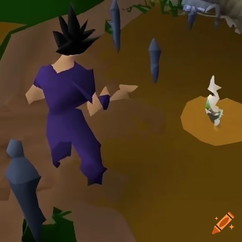 Goku achieving 99 runecrafting in old school runescape on craiyon