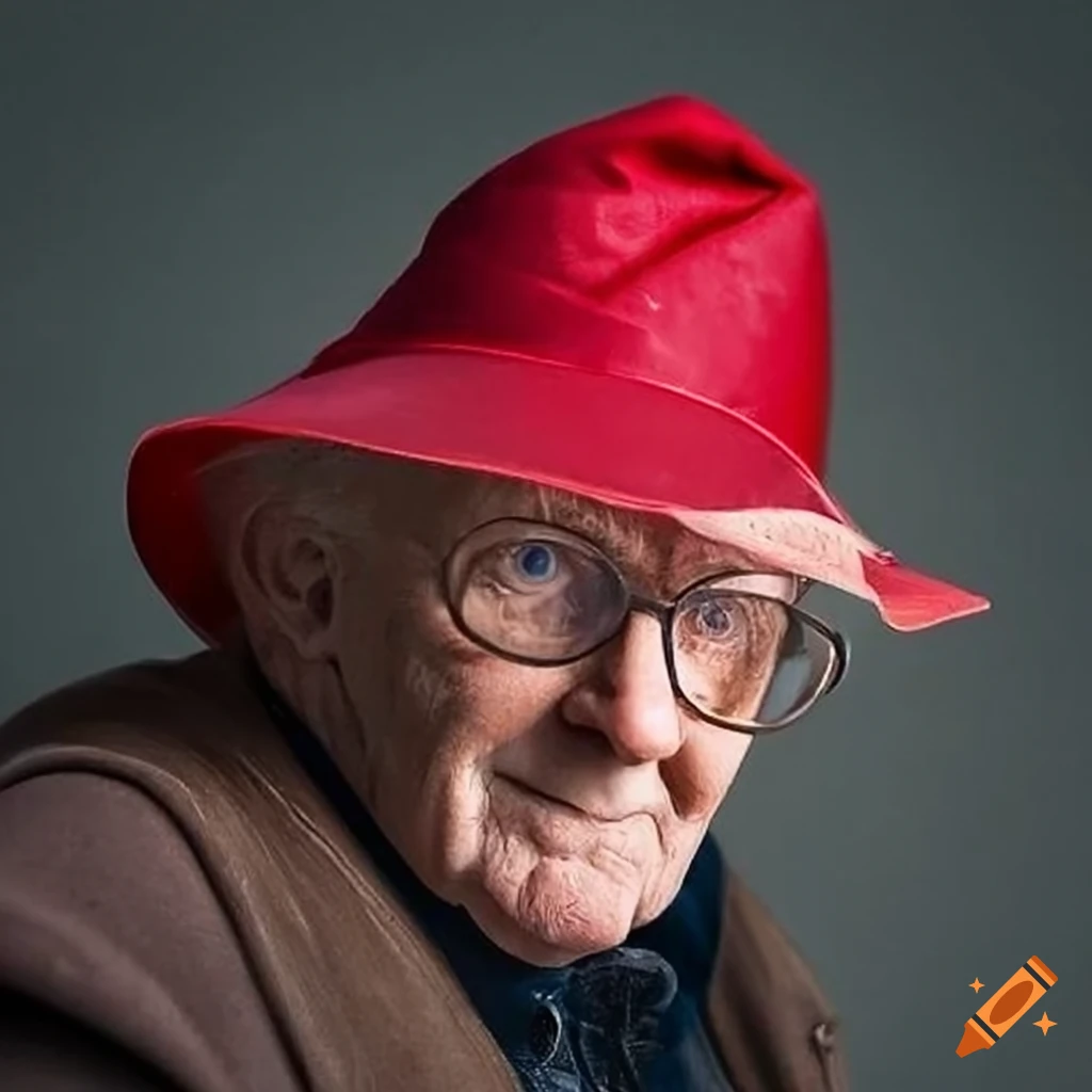 Portrait of an old man with red hat and cloak