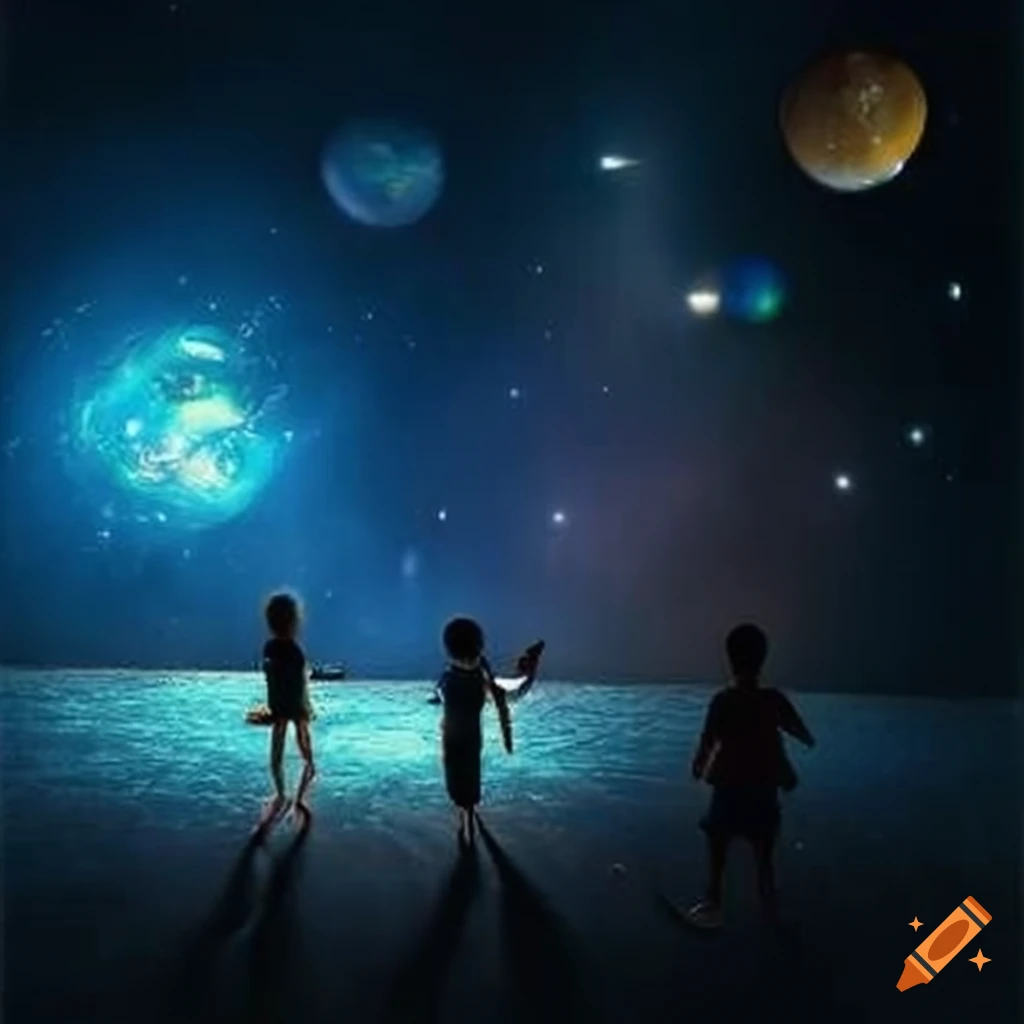 Teacher teaching kids about the universe on craiyon