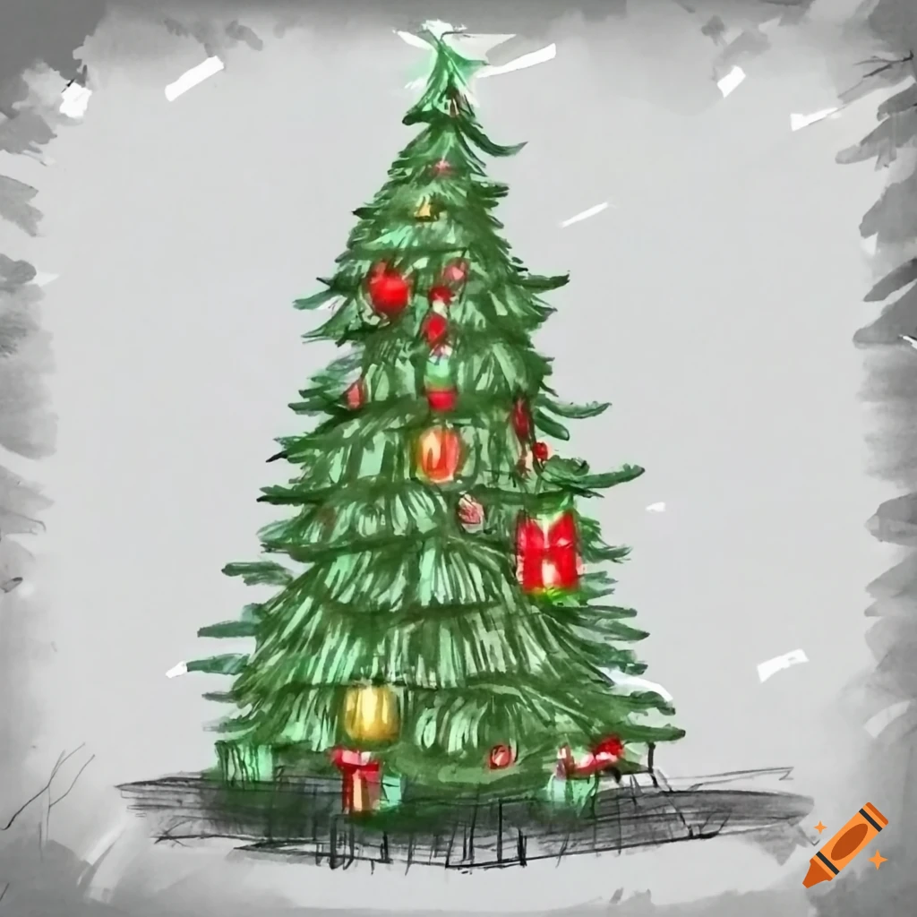 How to Draw a Realistic Christmas tree - Tutorial - YouTube