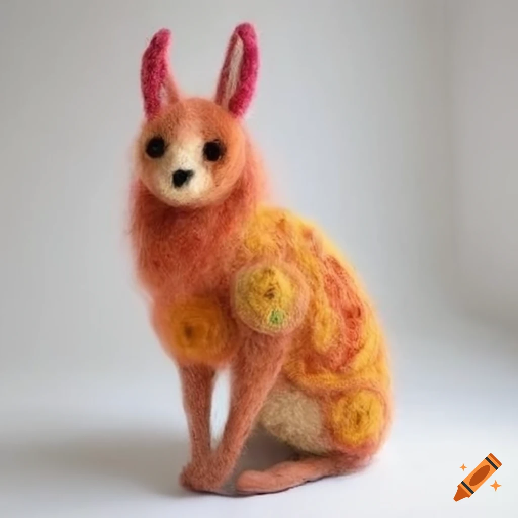 Felted wool creatures with intricate clothing on Craiyon