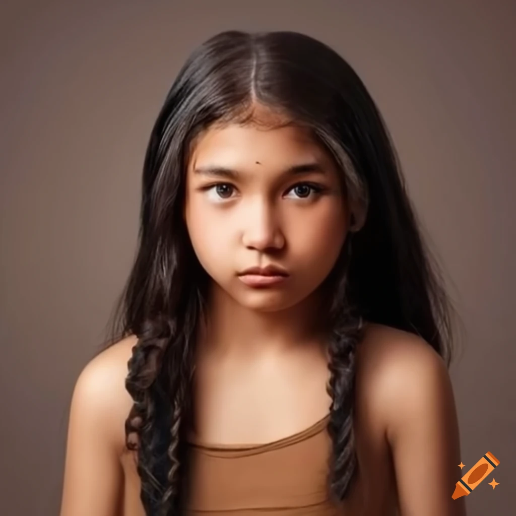 Portrait of a lightskin teenage american indian girl on Craiyon