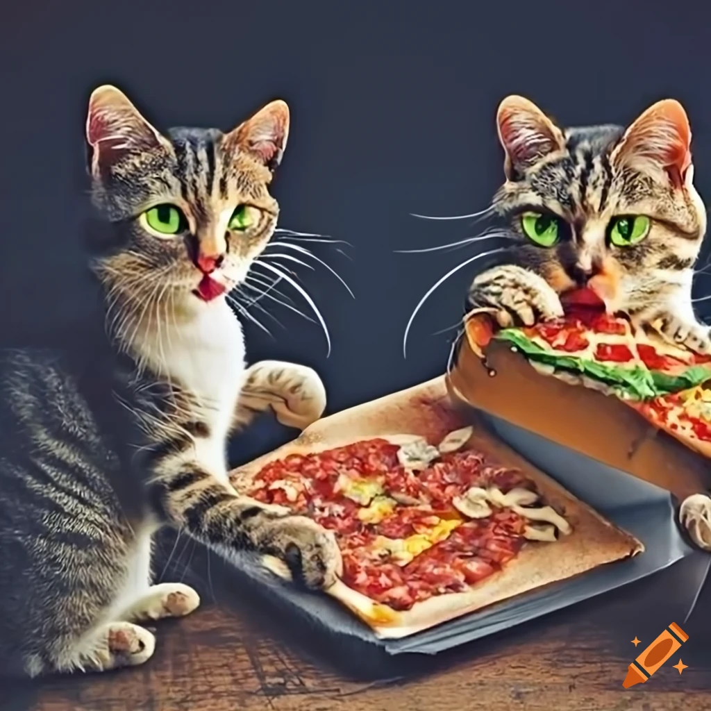 Profile Banner With Two Cats Enjoying Pizza And Burgers 
