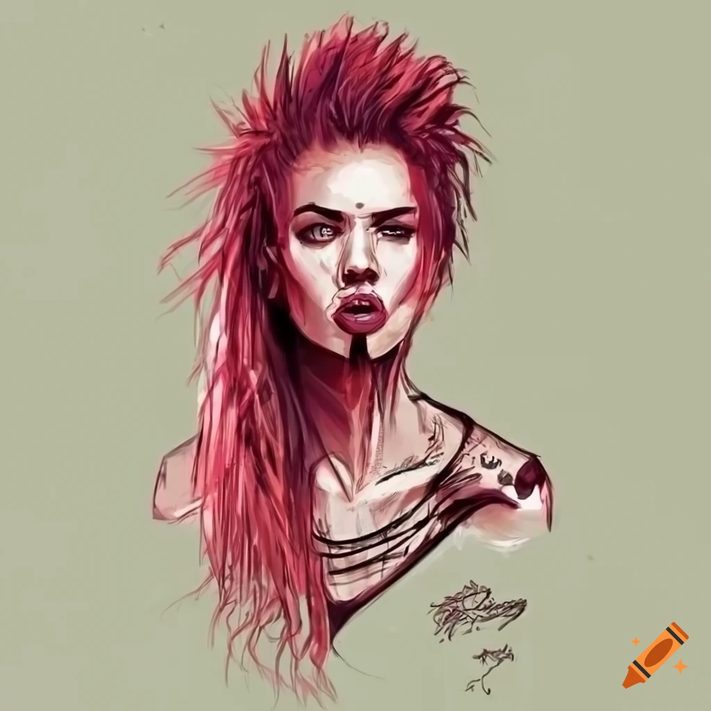 Sketch of a metal rock woman