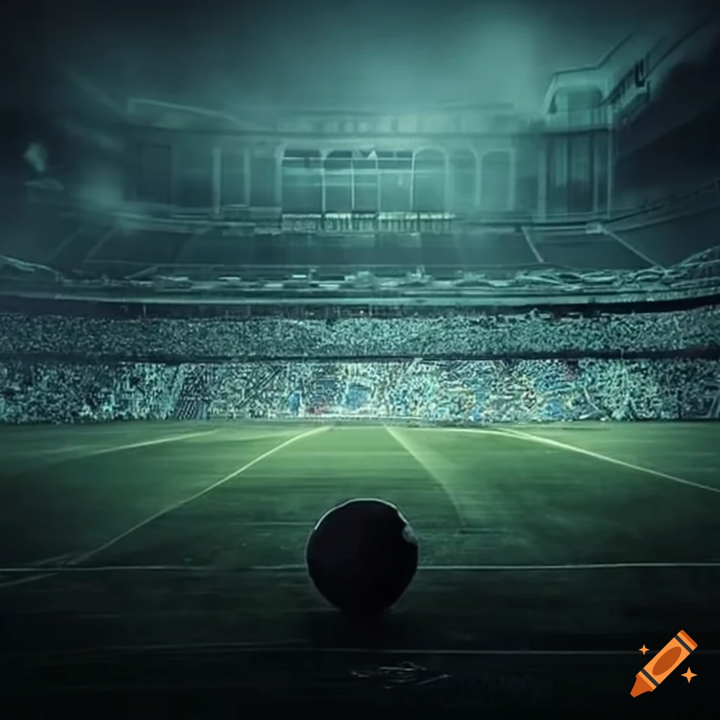 Football stadium with a haunted atmosphere on Craiyon