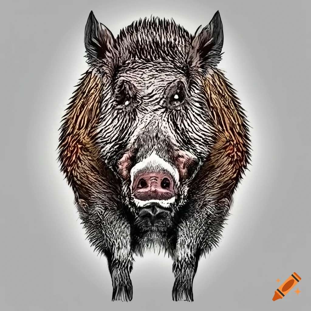vector illustration of a realistic wild boar