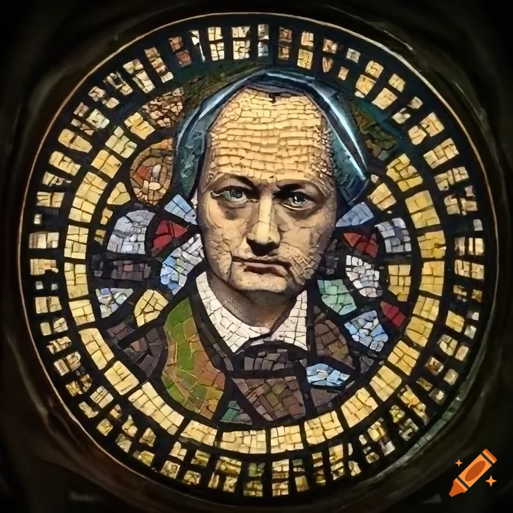 Mosaic of charles baudelaire with art nouveau and russian symbolism